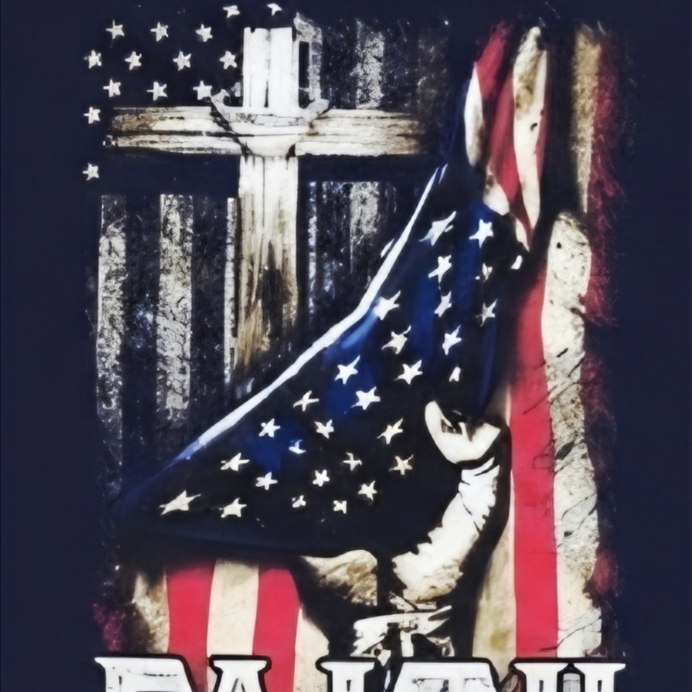 Faith Over Fear Christian Patriotic Tee • Cross & Praying Hands Shirt • American - Picture 2 of 12